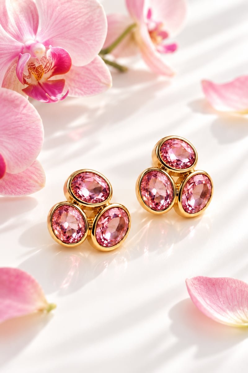 Pink Orchid Statement Earrings
